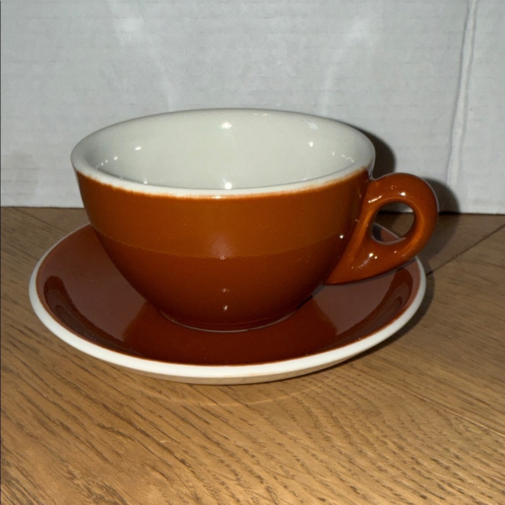 Elegant Brown Espresso Ceramic Cup and Saucer Set